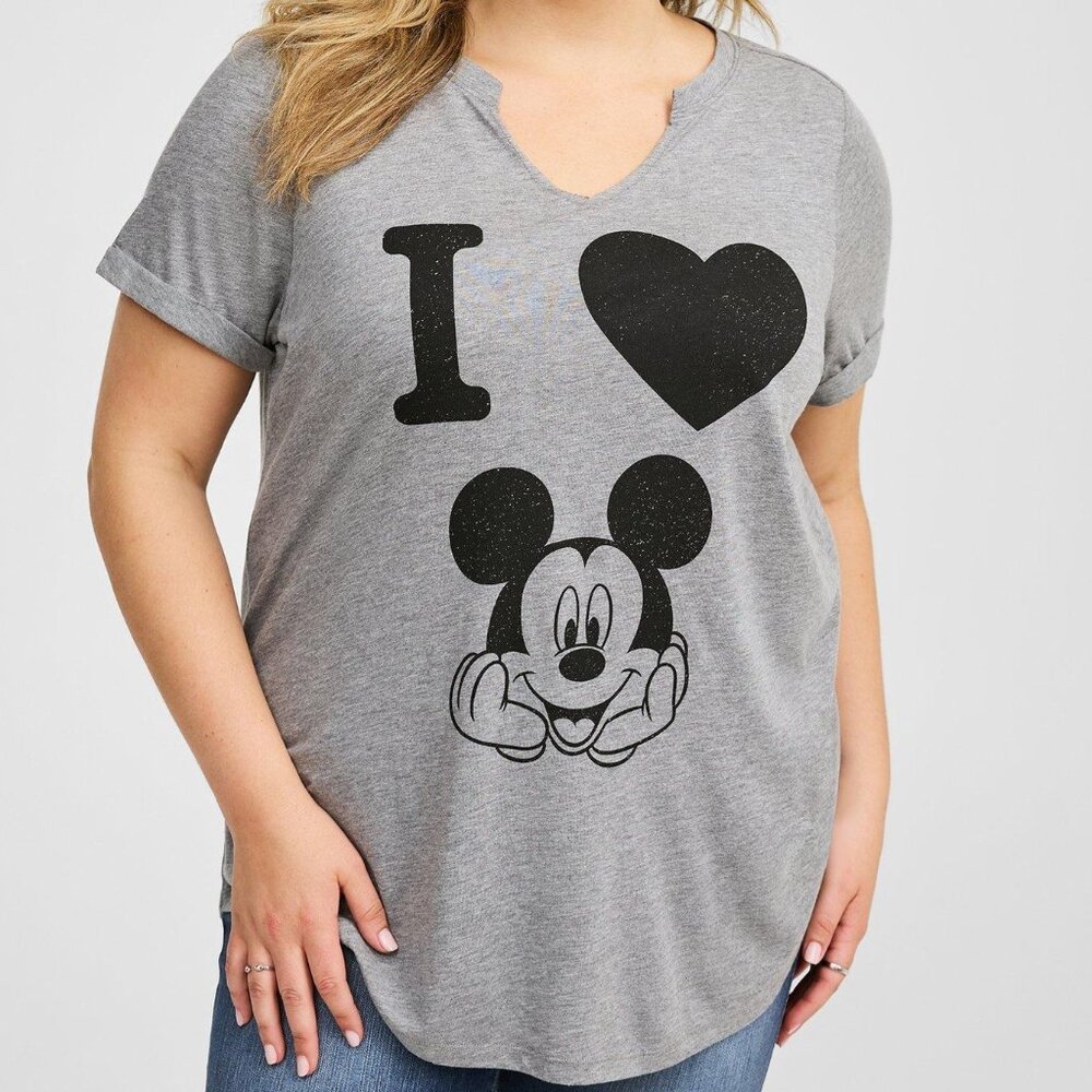 ❤️NWT TORRID DISNEY TOP - I LOVE MICKEY MOUSE KNOTCH TEE - PLUS SIZE